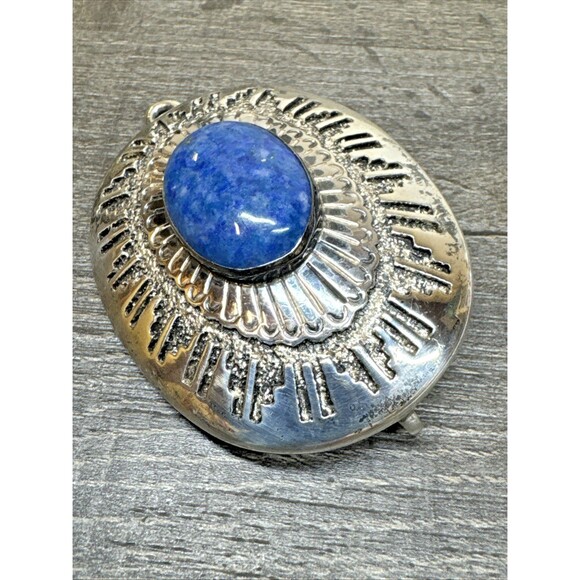 Vtg Tommy Jackson Navajo Sterling Silver Lapis Belt Buckle Heavy 84gr Native main image 3